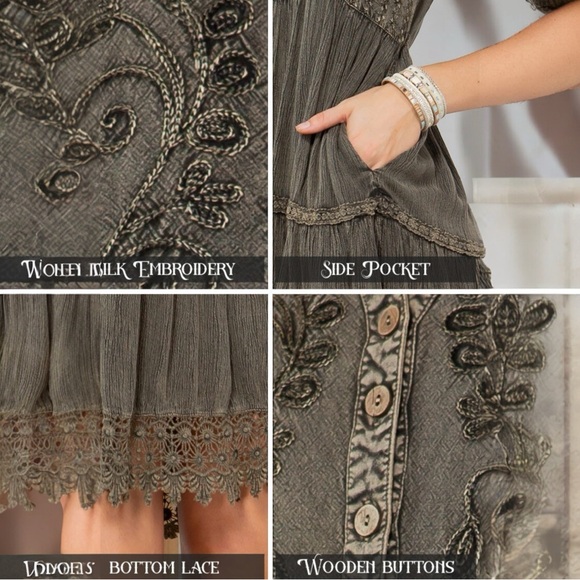 Vintage, romantic, stone-washed baby doll dress - Picture 3 of 3